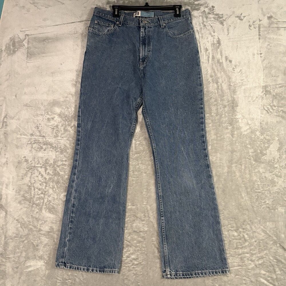 VTG Faded Glory Flare Jeans Size 12 Regular Blue Medium Wash Y2K Boho Grunge